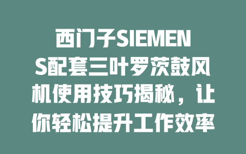 西門(mén)子SIEMENS配套三葉羅茨鼓風(fēng)機(jī)使用技巧揭秘，讓你輕松提升工作效率！ 一