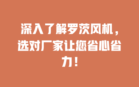 深入了解羅茨風(fēng)機(jī)，選對(duì)廠家讓您省心省力！ 一